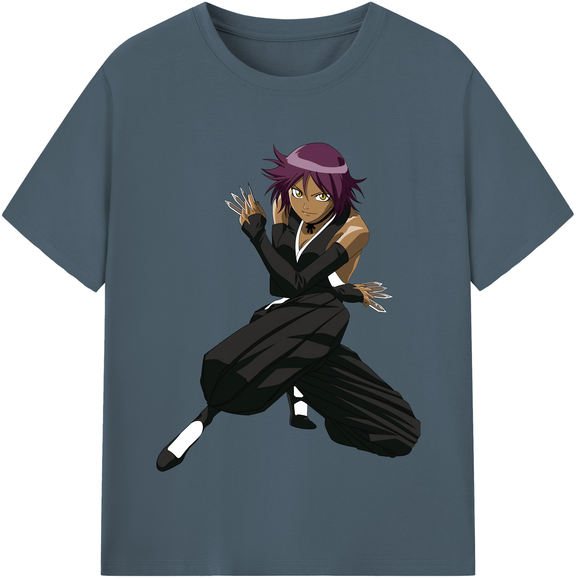 （画像用） ブリーチ 四楓院 夜一（しほういん よるいち） BLEACH Shihouin Yoruichi 綿100％半袖Tシャツ（フロントプリント）